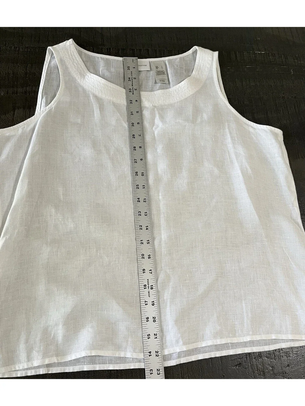 Liz Claiborne White Linen Women's Sleeveless Blouse Large Top